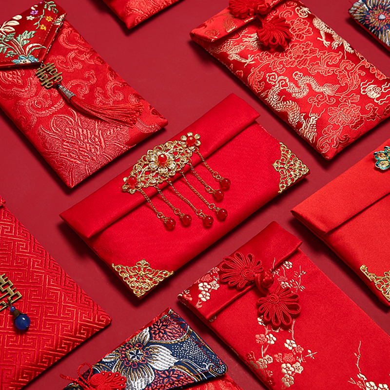 2022 new wedding RMBten thousand red envelopes big number wedding cloth art bride money bag remanding creative upscale courtesy gold bag