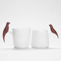 Little Sparrow Luckily Flying with Two Wings Magpie Sour Branches Suet Fat Jade Porcelain High-grade Couple Water Cup