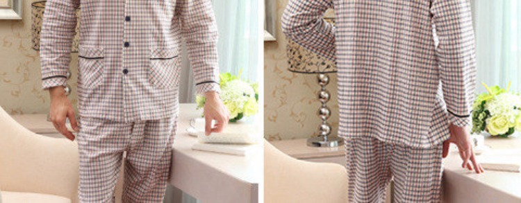 Màu xanh lá cây Jiachun mùa thu mới cotton dài tay vài bộ đồ ngủ nam cotton giản dị kẻ sọc nữ phục vụ nhà bộ nhung thu đông