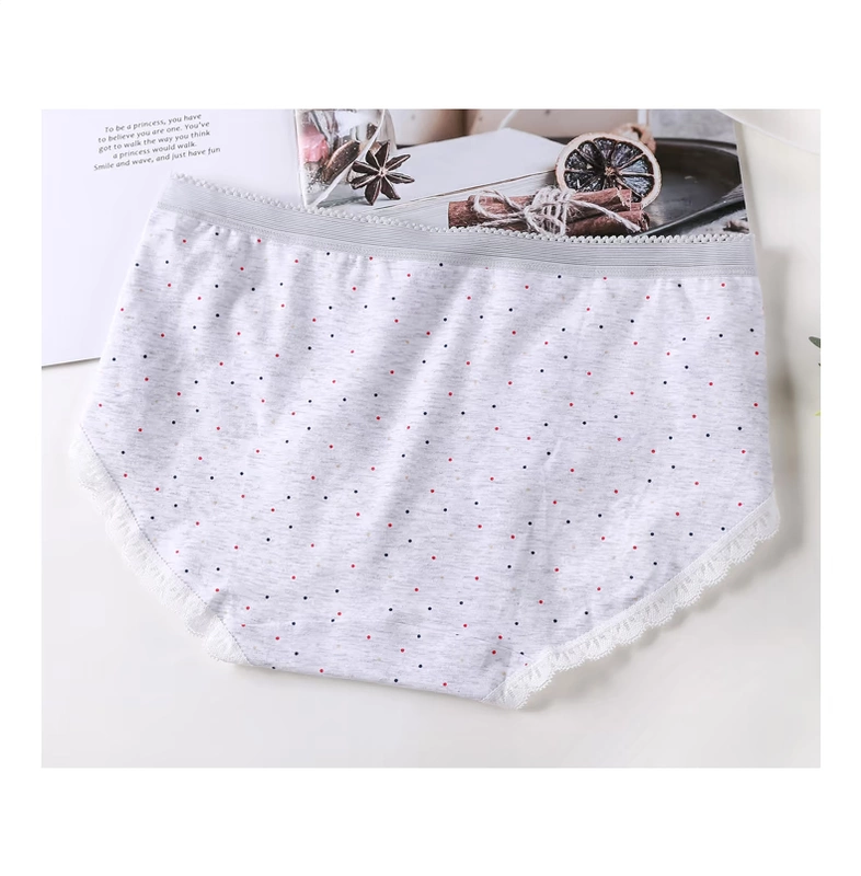 Lvjia đồ lót phụ nữ cotton đáy quần giữa eo ren cô gái quần sịp mùa hè thoáng khí quần short miễn phí kích thước trang phục đơn - Cặp đôi