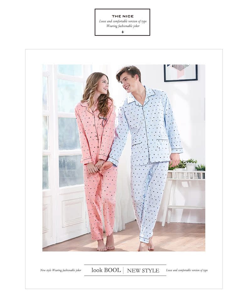 Green Jia mới mùa xuân và mùa thu cotton vài bộ đồ ngủ dài tay nam và nữ dịch vụ tại nhà giản dị cardigan phù hợp với cotton ngọt ngào bộ hoạt hình các loại