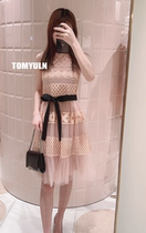TOMYULN20 summer sling bow lasagna cake light luxury womens socialite temperament pink dress