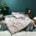 Mỹ 60 Ai Cập dài-staple cotton lá lưới sa tanh màu đỏ bốn mảnh bộ đầy đủ cotton chăn ga trải giường 1,8m Bộ đồ giường - Bộ đồ giường bốn mảnh