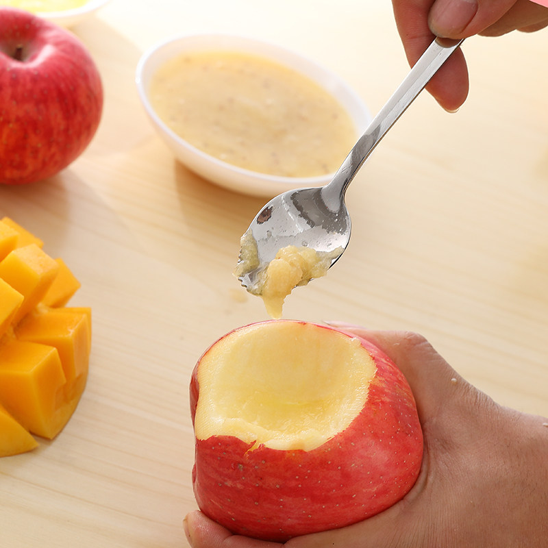 Children's baby tableware baby scraping apple puree spoon set complementary food spoon silicone scraping fruit puree grinding tool