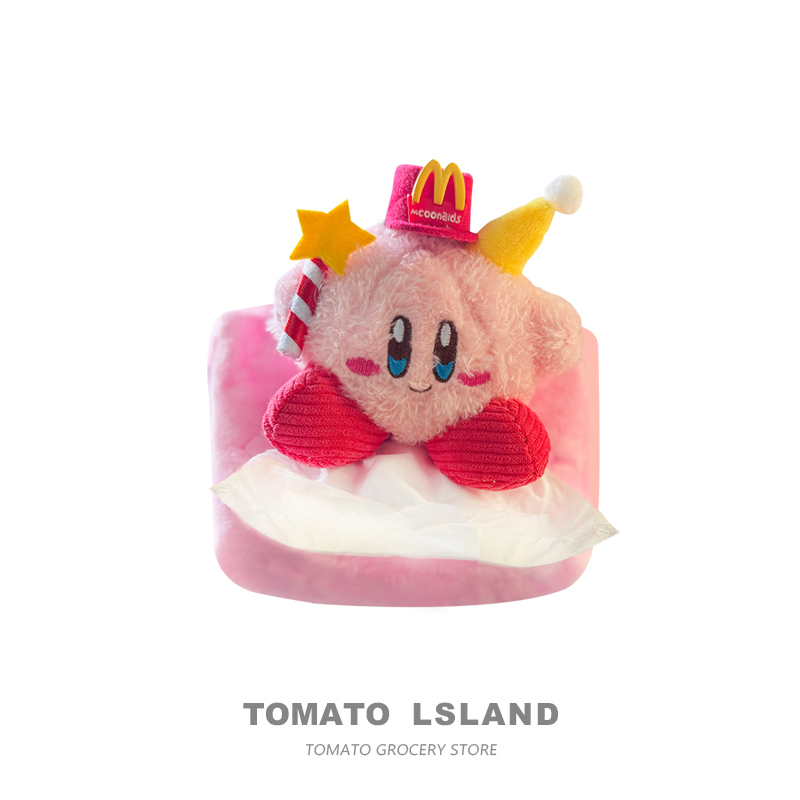 Tomato Original Birthday Kirby Car Tissue Box Cute Plush Tissue Box Car Interior Decoration Universal
