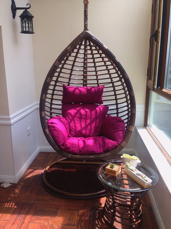 Hanging basket Indoor single hanging chair Balcony Leisure swing rocking chair Net Red household bird's nest rattan chair Living room cradle chair