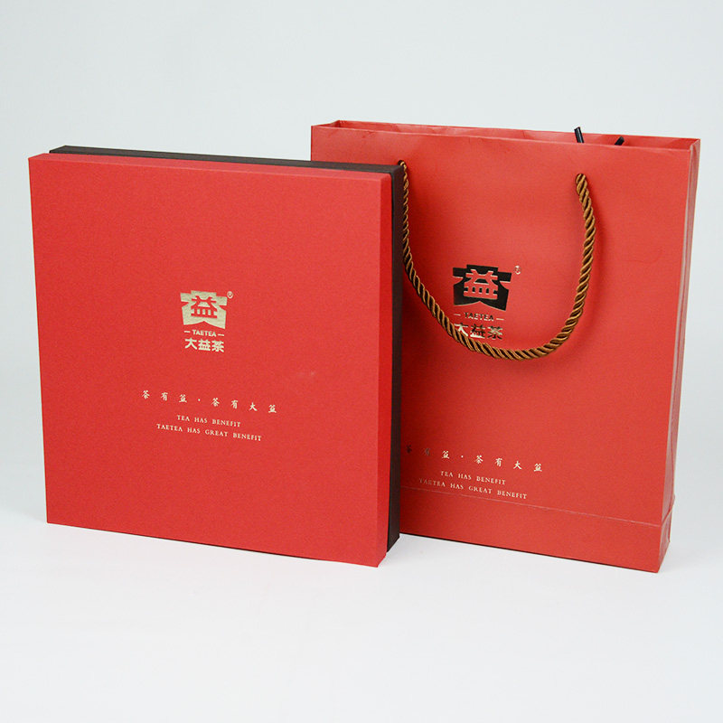Dayi Pu 'er Tea Gift Box Packaging 2018 Edition Simple Red Single Cake Raw and Cooked Universal Tea Cake Gift Box with Handbag