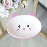 Плоская миска с кошачьими ушками розовая 14,5x13x3,5см