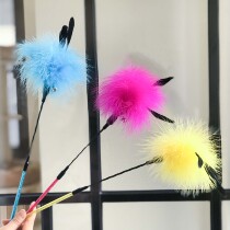 A woven cat a feather cat stick turkey feathers a variety of colors optional cat interactive toys