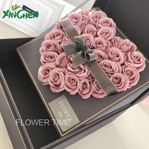 Tanabata New One Heart two heart-shaped gift box satin gift box square heart-shaped gift box flower packaging box