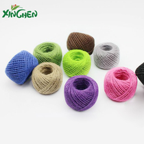 About 50 meters colored hemp rope DIY handmade natural three-strand hemp decoration how many color bouquet flower knot hemp ribbon