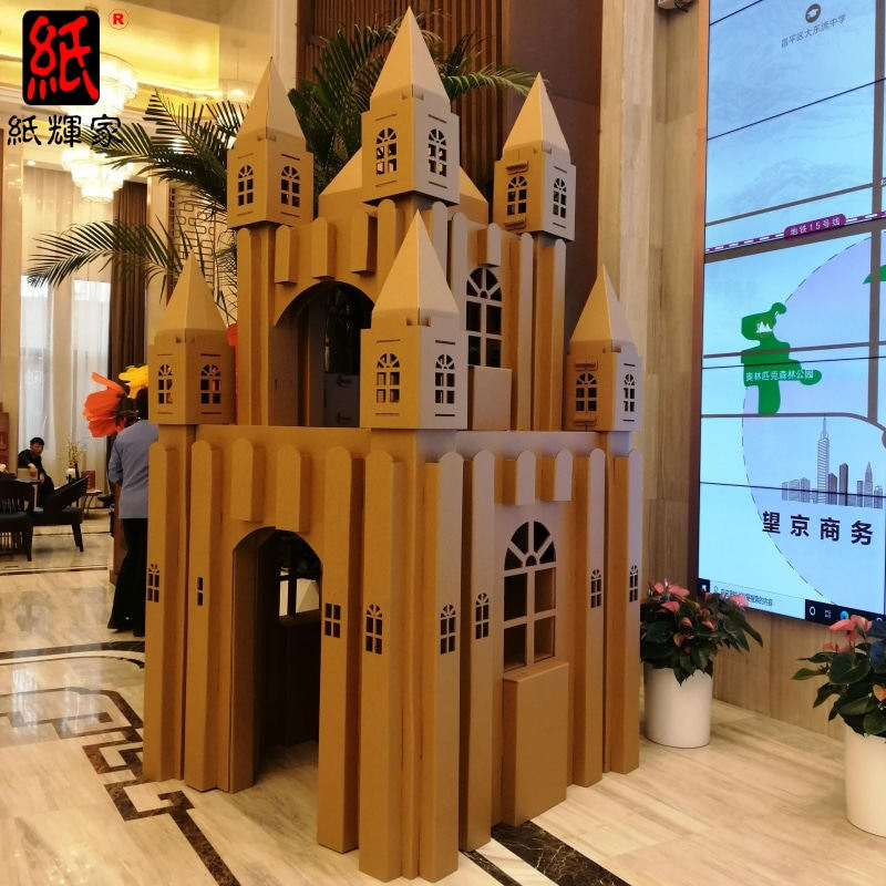 Carton castle luxury corrugated paper house princess house children hand-assembled graffiti tent cardboard paradise indoor