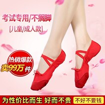 Latin dance belly dance dance shoes womens soft bottom baby practice shoes meat ballet red shoes cloth shoes childrens shoes summer Small