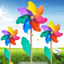 Colorful wood poles pastoral outdoor kindergarten activities parent-child Games large decorative windmill childrens toys