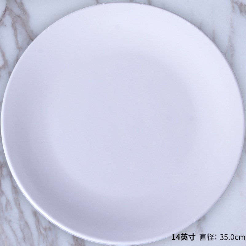 Tableware flat bottom living hotel decoration exquisite disc shallow plate plate plate household ceramic square pure white large