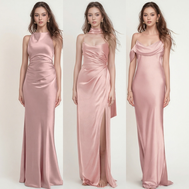 2026 New Exquisite Satin Pink Bridesmaid Dress, Bridesmaid Gown, Sister Dress, Bridesmaid Group Wedding, High-End Niche