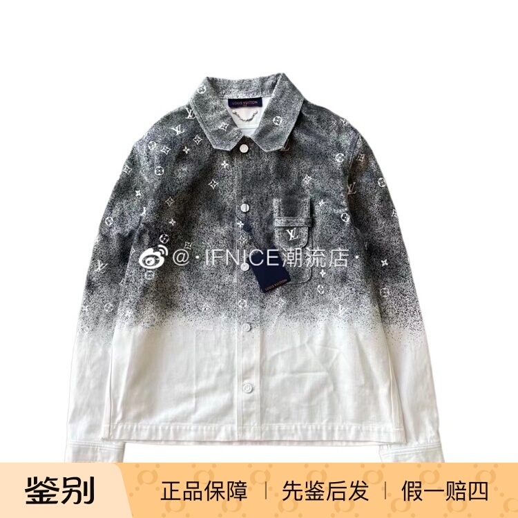Louis Vuitton Lv Gray Gradient Starry Sky Denim Shirt Jacket 1A96Le Louis Vuitton Lv Gray Gradient Starry Sky Denim Shirt Jacket 1A96Le