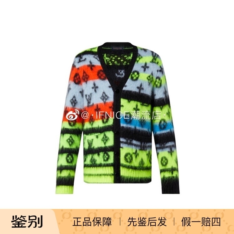 Louis Vuitton Lv Fluorescent Mohair Full Logo Cardigan Sweater 1Aa53J Louis Vuitton Lv Fluorescent Mohair Full Logo Cardigan Sweater 1Aa53J