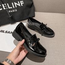 2022 new foreign style small leather shoes for women with skirt students Korean version all-match chunky heel single shoes womens British style loafers