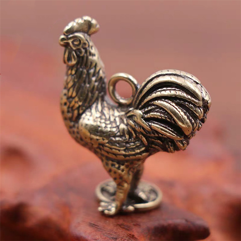 Twelve Zodiac Rooster Copper Keychain Pendant Car Ornament Men's Pure Copper Golden Rooster Phone Charm Women's Style Twelve Zodiac Rooster Copper Keychain Pendant Car Ornament Men's Pure Copper Golden Rooster Phone Charm Women's Style