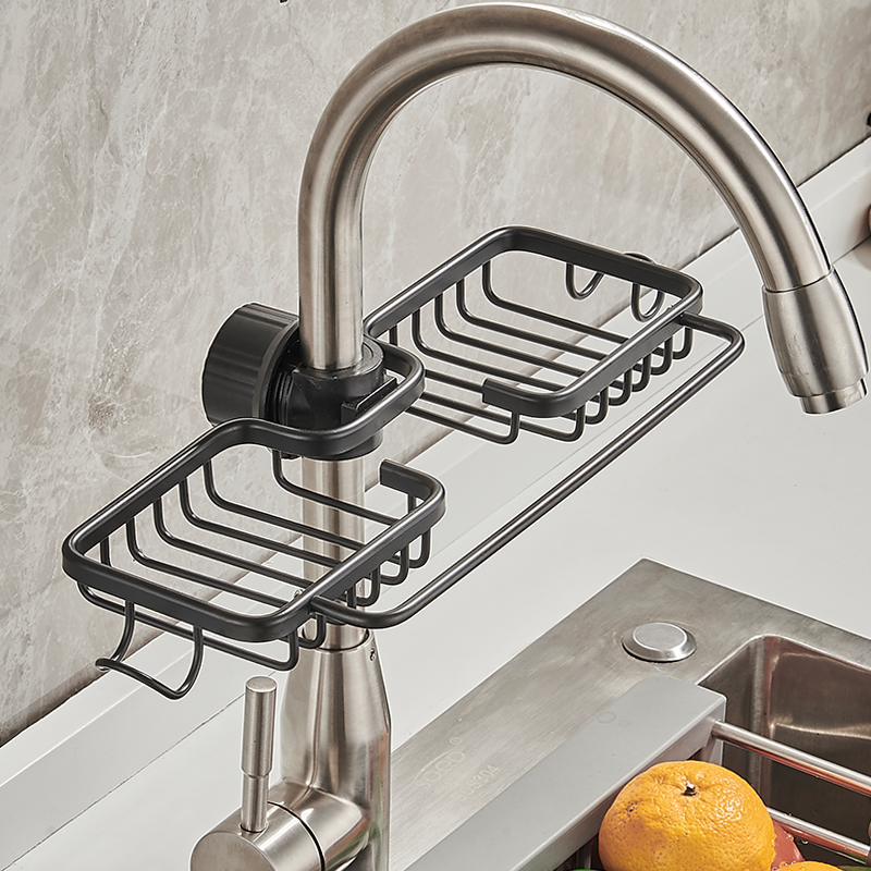 Kitchen faucet rack washing dishes sink sink rack drain basket sponge brush scouring cloth rag storage rack