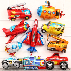 Cartoon car aluminum film balloon boy birthday party layout baby old children's aircraft toy scene decoration