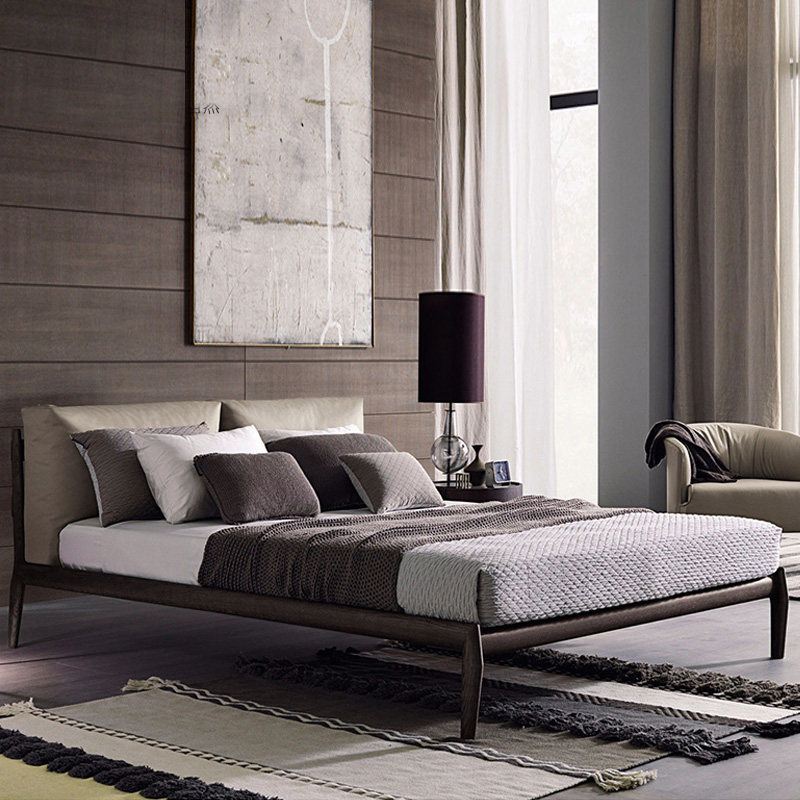 Nordic solid wood bed 1 8 meters double bed master bedroom modern minimalist 1 5 meters single bed frame simple Japanese wedding bed