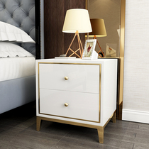 After modern light luxury bedside cabinet cabinet simple bedroom stainless steel roasted solid wood double pumped side cabinet locker
