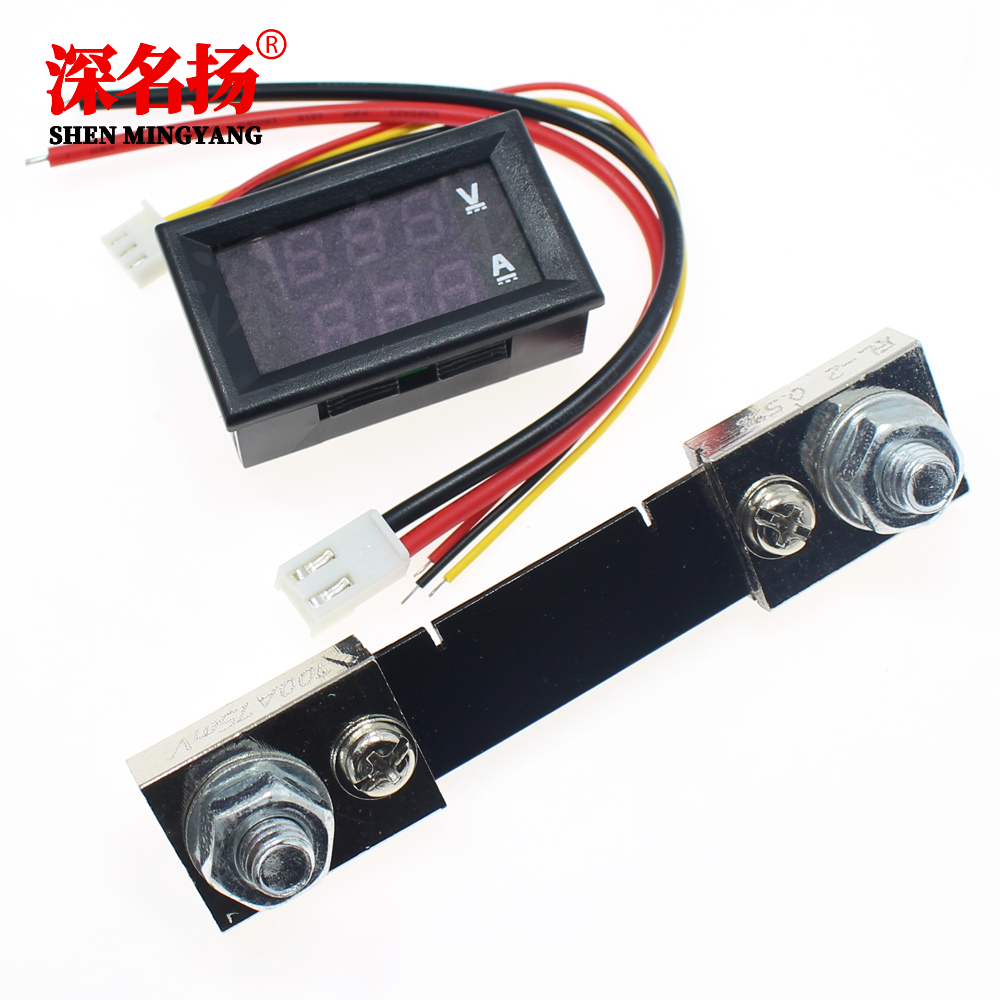 DC0-100V 100A LED DC double display digital current voltmeter digital meter head with splitter