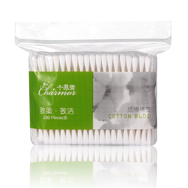 Double gun (Suncha) cotton stick disposable sanitary cotton stick one thousand curtain snow paper stick oval head cotton stick 400 head