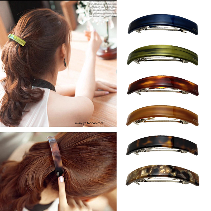 Korean French-Style High-Quality Simple Curved Hairpin Ponytail Clip Horizontal Clip Spring Clip