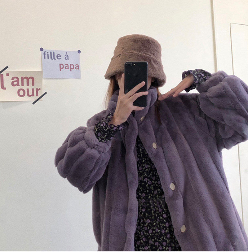 Large size women's 2020 winter new imitation mink wool French retro coat fat mm loose slim Joker coat