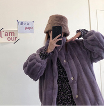 Large size womens 2020 winter New imitation mink hair French retro coat fat mm loose slim Joker top