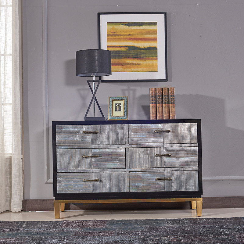 Nordic postmodern three or six drawers living room entrance feng shui solid wood bedroom storage cabinet hand-painted light luxury style porch cabinet