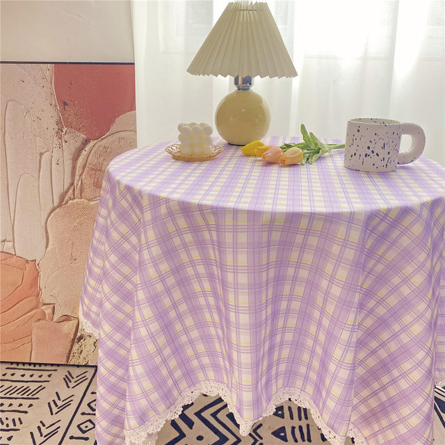 ins ແບບເກົາຫຼີ ອາເມຣິກາ retro pastoral lace round tablecloth rectangular dining table coffee tablecloth cover