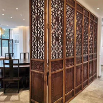  Dongyang wood carving solid wood lattice hollow wood flower window screen partition entrance New Chinese carving custom antique doors and windows