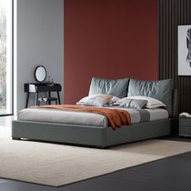 Yichao Italian light luxury leather bed Nordic high box bed simple modern double bed bedroom storage storage wedding bed