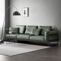 Italian leather sofa combination first layer cowhide double simple modern Nordic living room small apartment minimalist trio