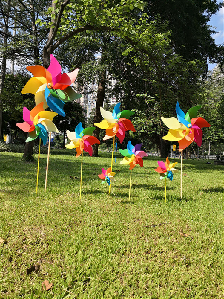 Windmill children's toys with a small windmill Colorful windmill outdoor shooting decorative windmill Festival Plastic windmill
