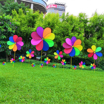 2021 new waterproof fabric windmill colorful six color small windmill childrens toy decoration outdoor rotating windmill