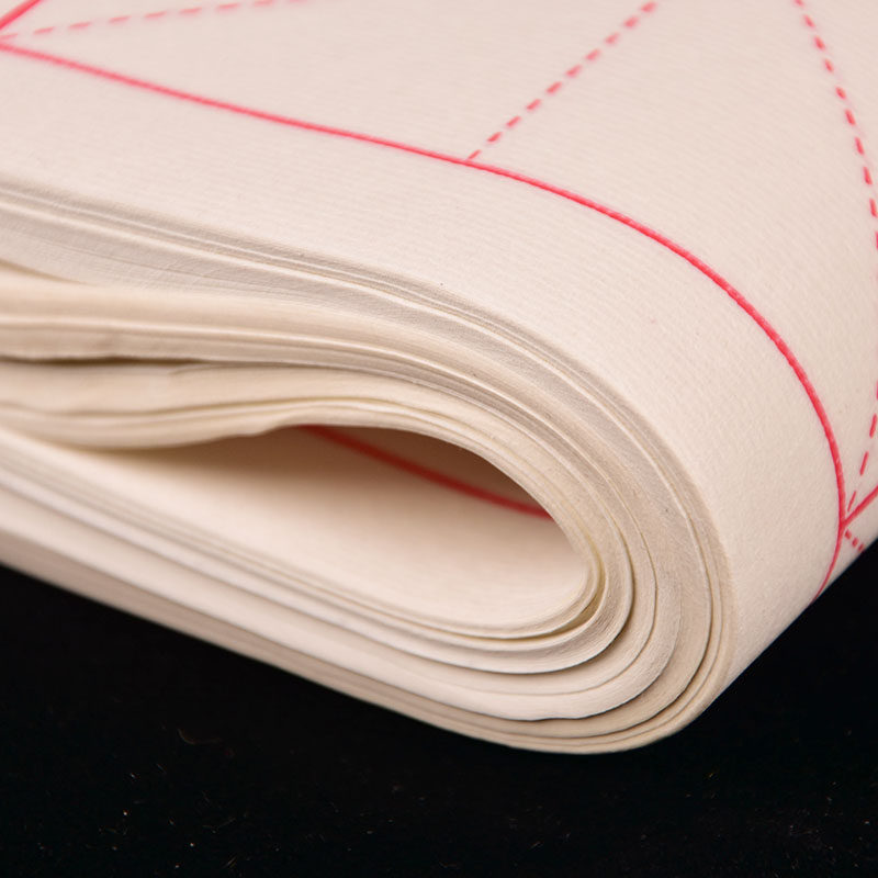 100 sheets of MiG semi-raw cooked rice paper beginners Students Calligraphy Practicing in italicized fields The special Wenfang Four Treasure