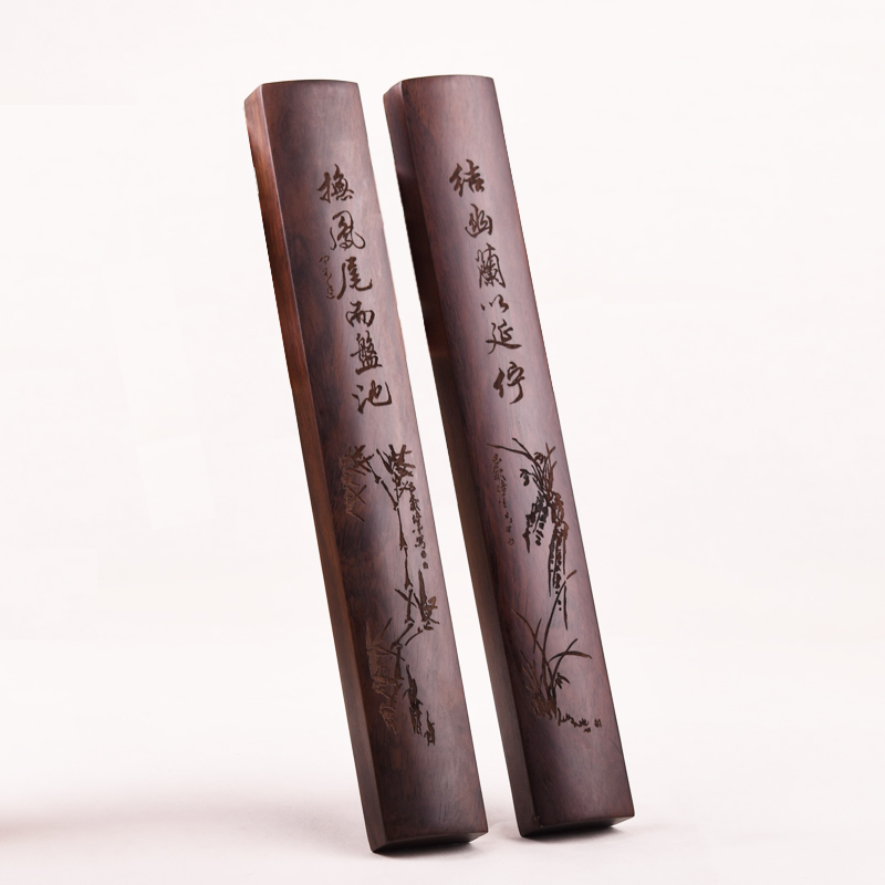 Special offer large high-grade black zimu town ruler solid wood carving pressed paper text town 30cm mahogany carved flower character calligraphy supplies