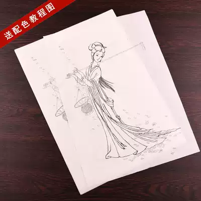 Gongbi painting characters Classical lady painting White drawing background copy Practice portrait Beginner introduction Chinese painting Cooked rice paper