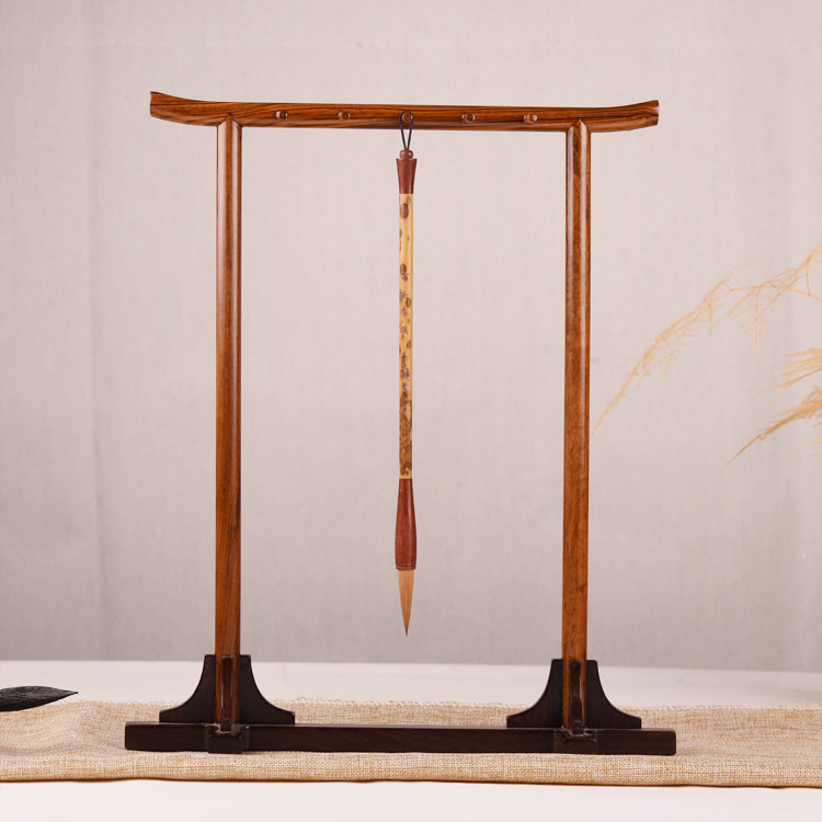 High-end flower pears wood solid wood brush hanging Ming style brief pen holder country painting calligraphy supplies boutique text room Four Treasure