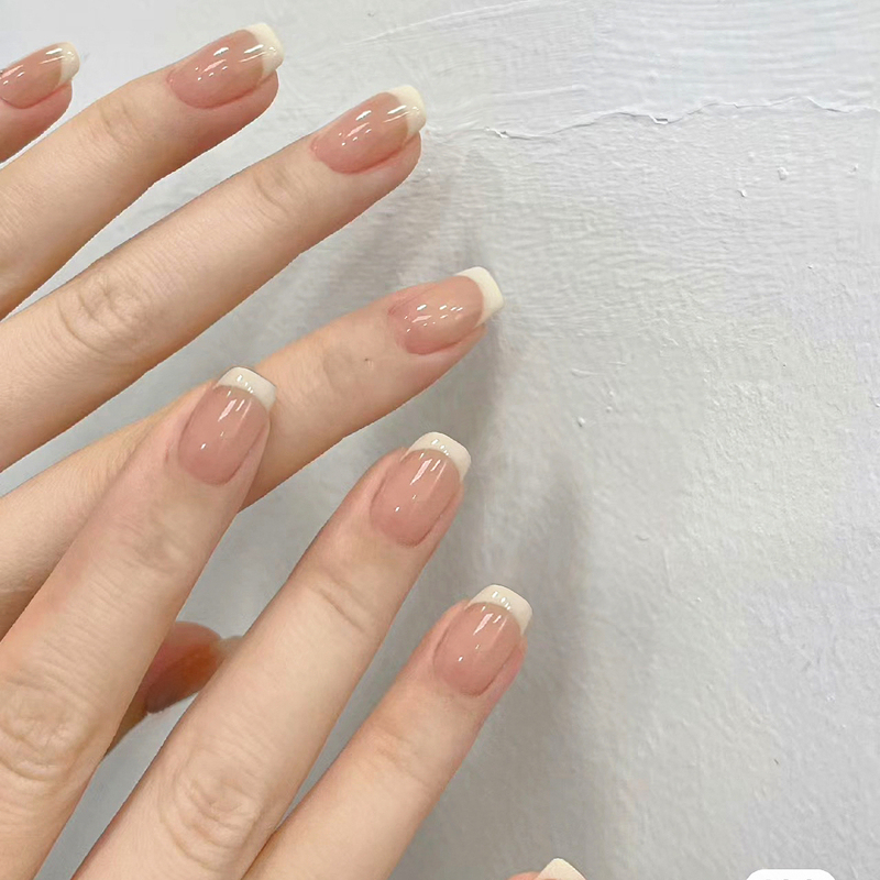 Classic French Style Short Press-On Nails, Simple Nude Color Nail Art, Versatile and Fresh Fake Nails, Removable