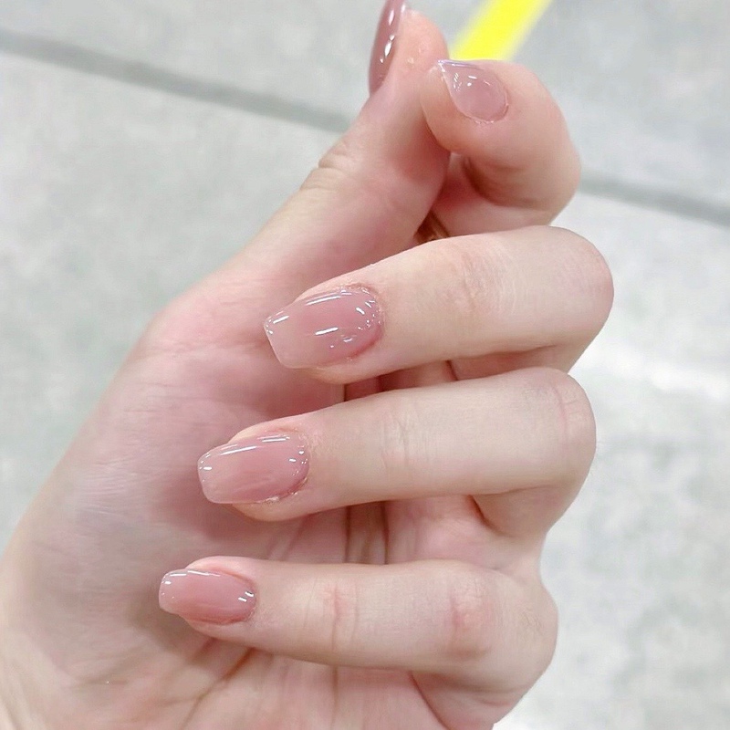 Finished Nail Art Patches, Pure and Icy Transparent Nude Color, Naturally Brightening, Wearable Nail Patches, Versatile Fake Nails, Long-Lasting and Removable