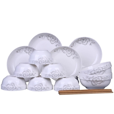 Chinese tableware suit household bowls of ipads plate of kitchen utensils dishes to eat bowl chopsticks family four POTS and pans