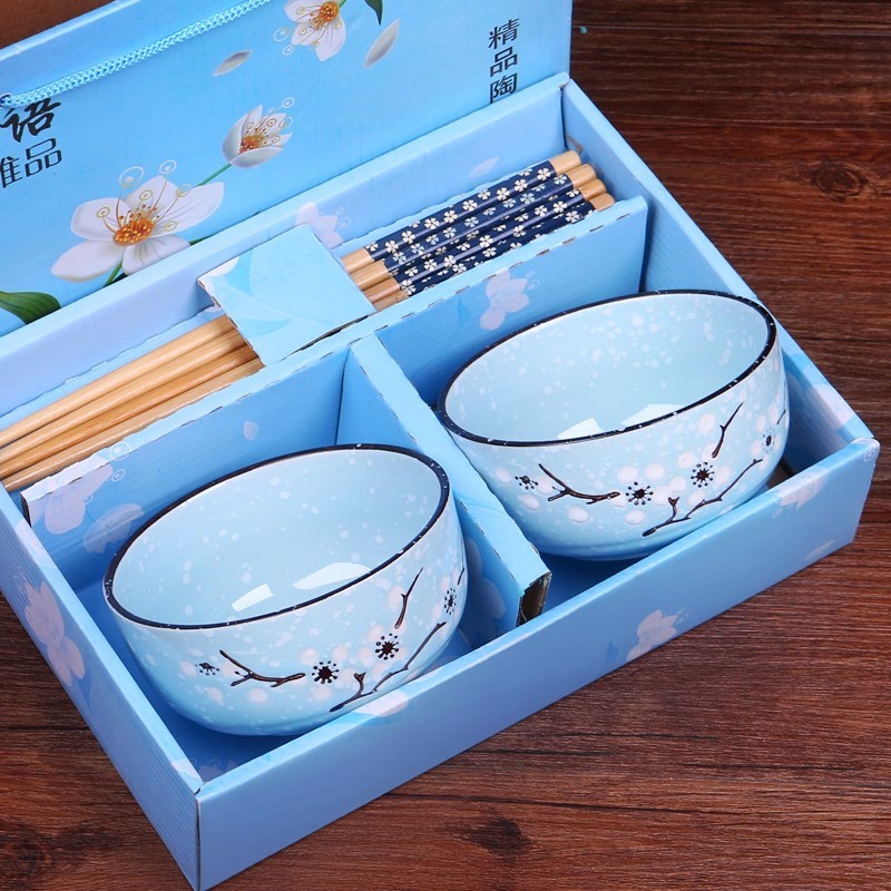 Dishes Korean chopsticks ceramic tableware Dishes picking 2 express cartoon household suit creative double move