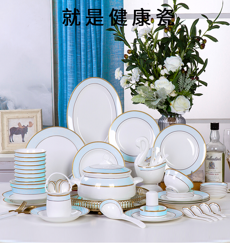 Dishes suit household jingdezhen European - style ipads porcelain tableware ceramics dinner set bowl chopsticks plate combination of Chinese style