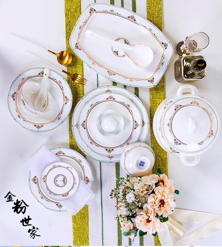 Dishes suit household jingdezhen European - style ipads porcelain tableware ceramics dinner set bowl chopsticks plate combination of Chinese style